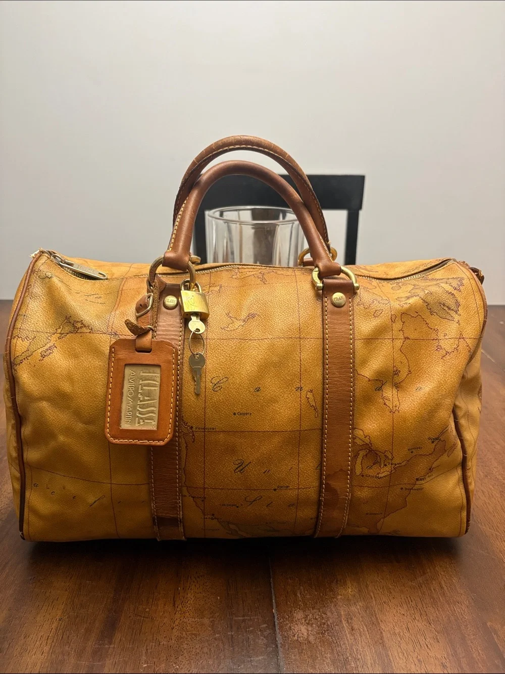 Low start Alviero Martini Geo Map Boston Travel Bag w/ Lock & Key in GUC. - Picture 1 of 16